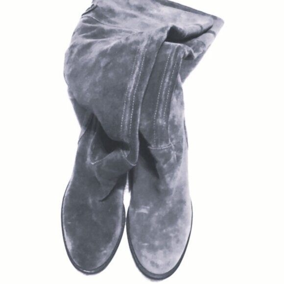 Franco Sarto black wide-calf over-the-knee pull-on genuine suede boots, US 9.5 - Picture 1 of 5